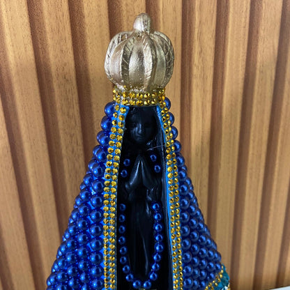 IMAGEM DE GESSO NOSSA SENHORA APARECIDA PÉROLA AZUL 22CM (1 UNIDADE)