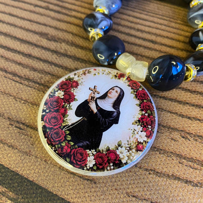 DEZENA PEDRARIAS MEDALHÃO DE RESINADO  SANTA RITA  17MM - MOD2 (1 UNIDADE)