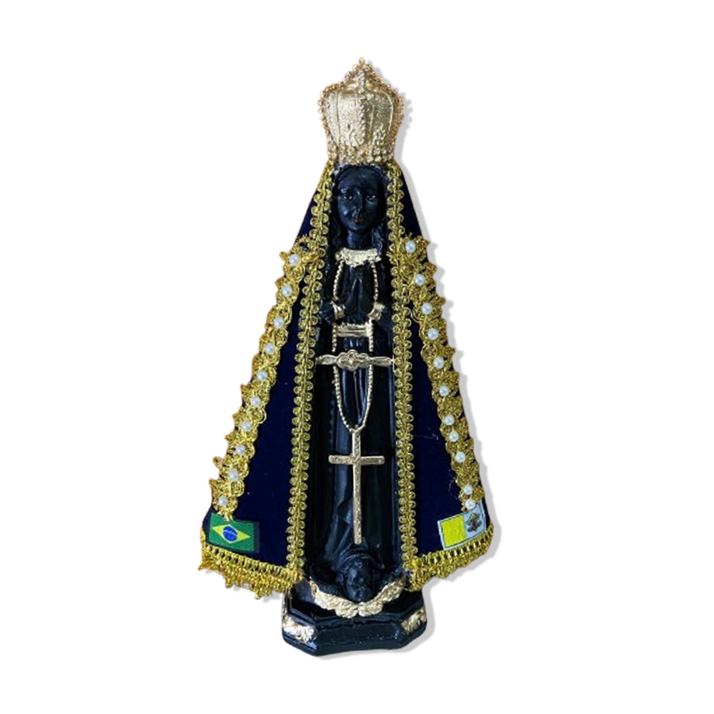 IMAGEM DE GESSO NOSSA SENHORA APARECIDA COM MANTO  31CM  (1 UNIDADE)