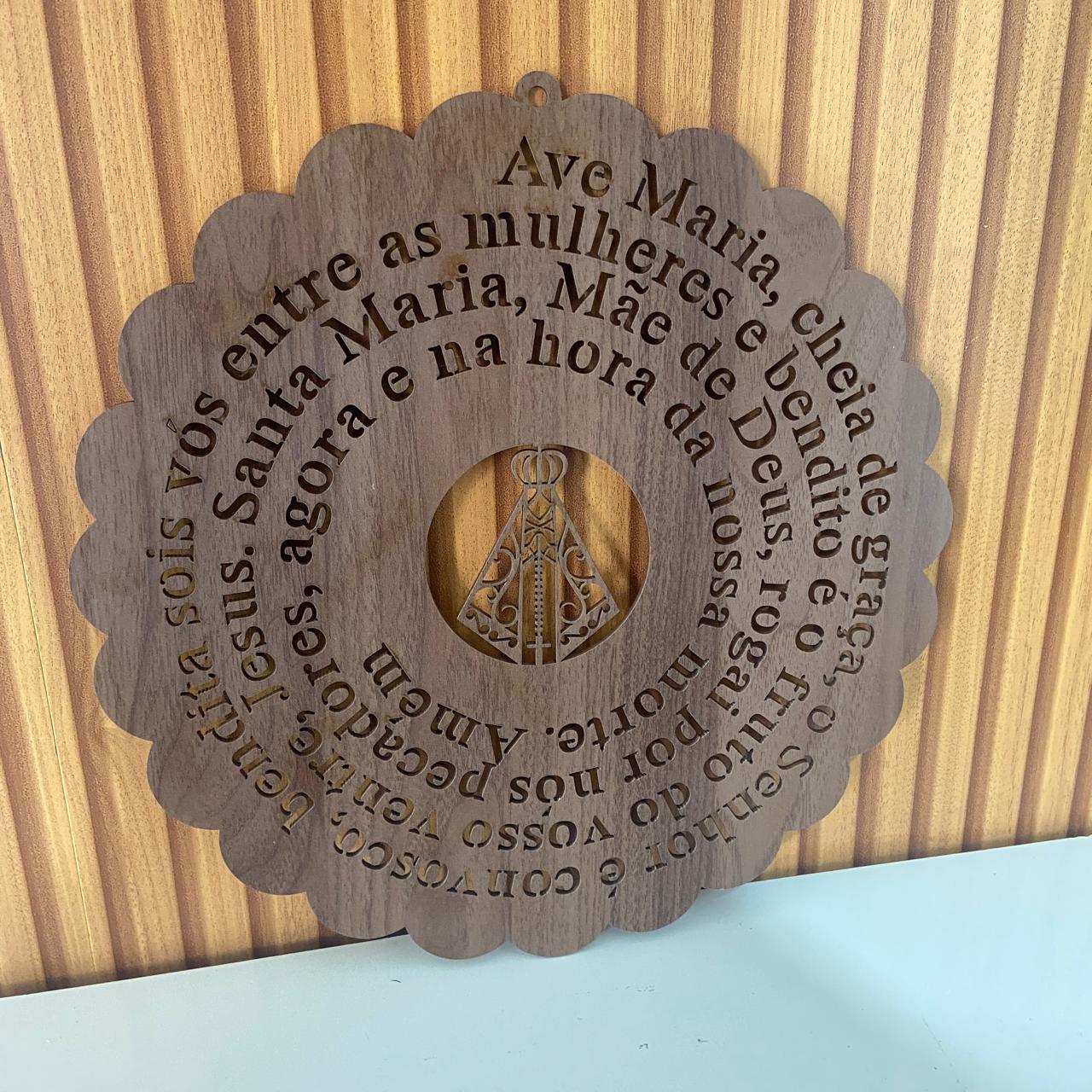 MANDALA MDF TABACO ORAÇÃO AVE MARIA 30CM (1 UNIDADE)