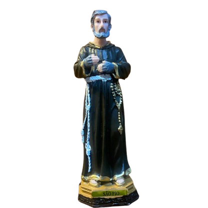 IMAGEM DE RESINA NACIONAL SANTO PADRE PIO 20CM (1 UNIDADE)