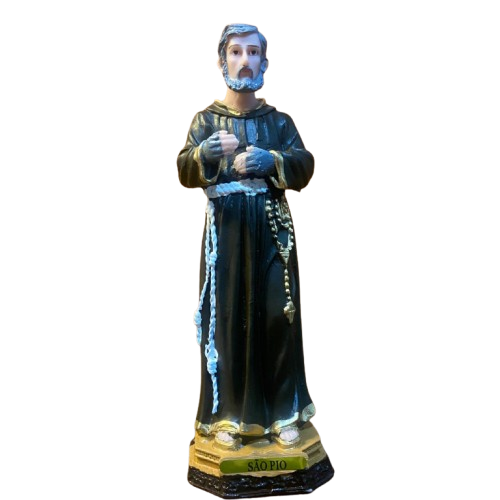 IMAGEM DE RESINA NACIONAL SANTO PADRE PIO 20CM (1 UNIDADE)