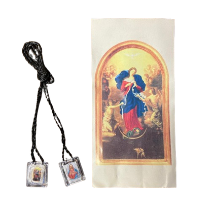 ESCAPULÁRIO CORDINHA SAGRADO CORAÇÃO DE JESUS E DESATADORA DOS NÓS (12 UNIDADES)