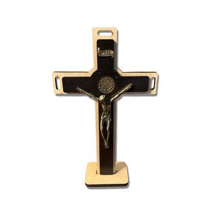 CRUCIFIXO MDF DE PAREDE E MESA MEDALHA SÃO BENTO 34CM (1 UNIDADE)