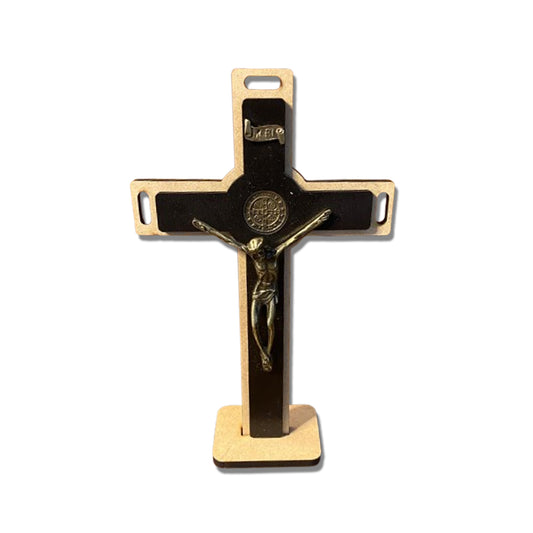 CRUCIFIXO MDF DE PAREDE E MESA MEDALHA SÃO BENTO 34CM (1 UNIDADE)