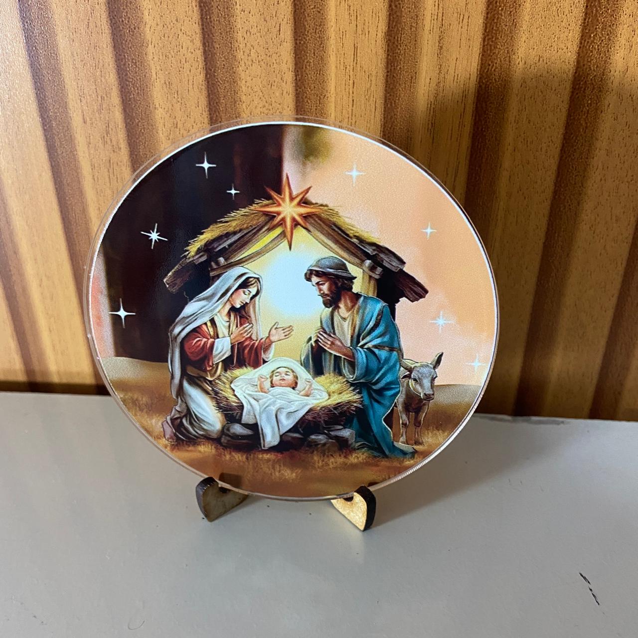 ADORNO DE MESA ACRÍLICO RESINADO PRESÉPIO MOD2 9,5CM (1 UNIDADE)