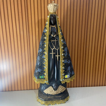 IMAGEM DE GESSO NOSSA SENHORA APARECIDA COM MANTO 65CM MOD2 (1 UNIDADE)