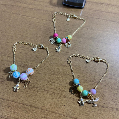 PULSEIRA INFANTIL DOURADA MODELOS SORTIDOS ANJINHO  (3 UNIDADES)