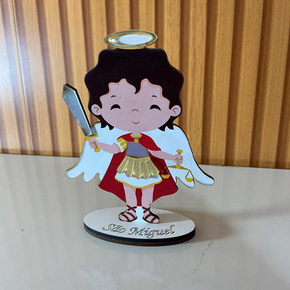 IMAGEM MDF INFANTIL SÃO MIGUEL ARCANJO COM ACRÍLICO 12,5CM (1 UNIDADE)