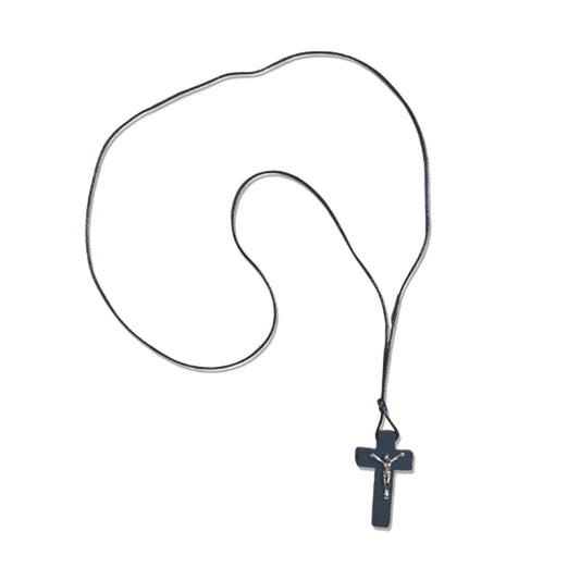 CORDÃO COM CRUCIFIXO DE MADEIRA PRETA MOD2 (12 UNIDADES)