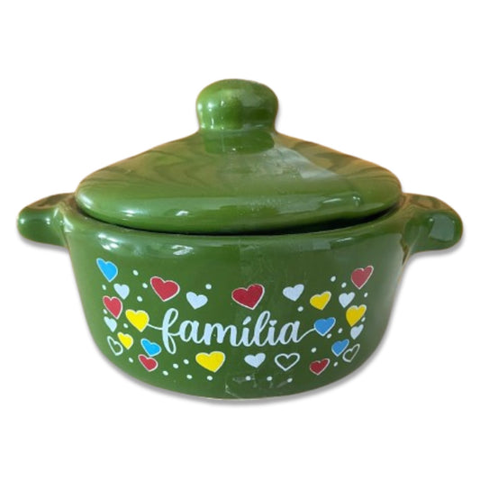 PANELINHA DE PORCELANA VERDE FAMÍLIA (1 UNIDADE)