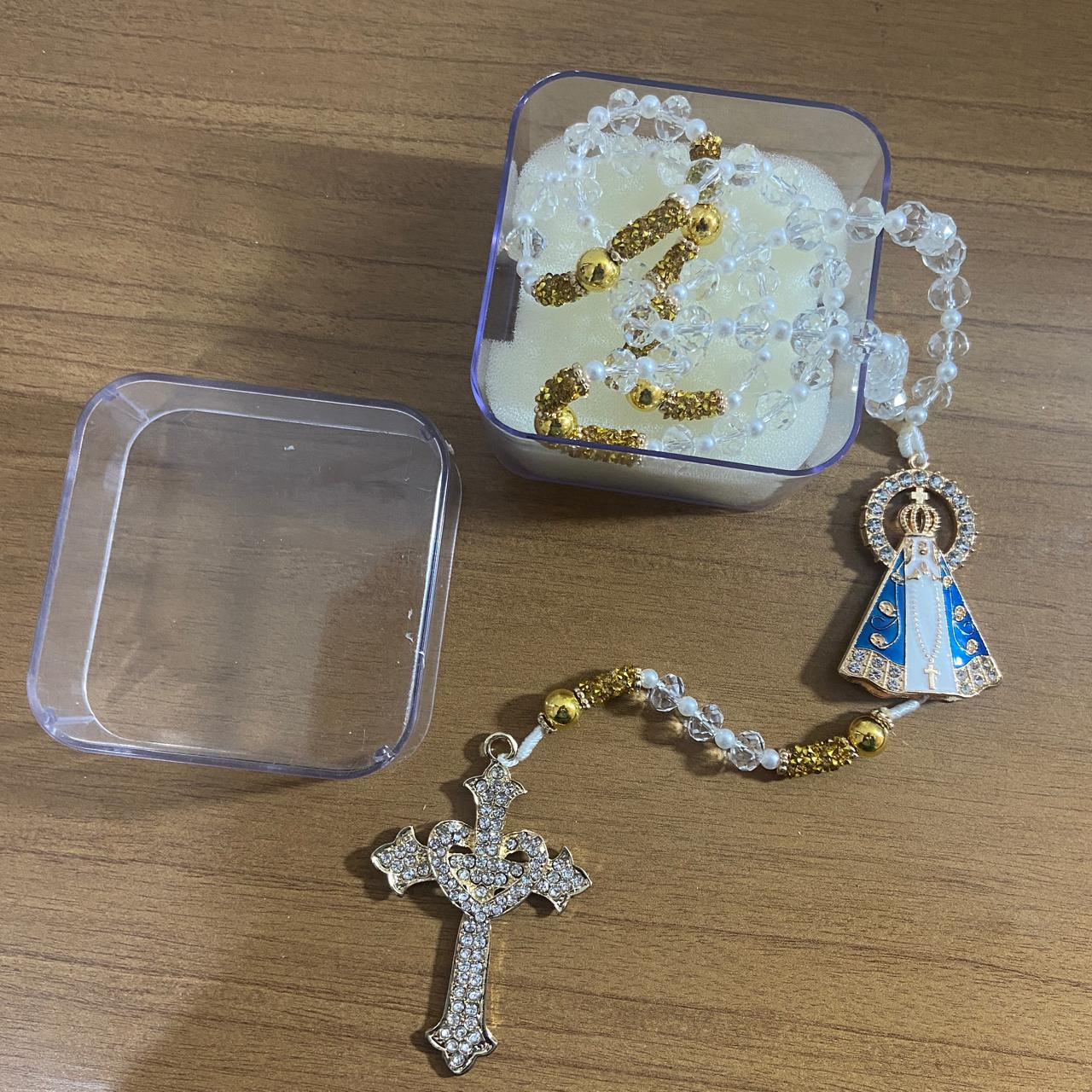 TERÇO DE NOIVA CRISTAL NOSSA SENHORA APARECIDA MOD3 10MM (1 UNIDADE)
