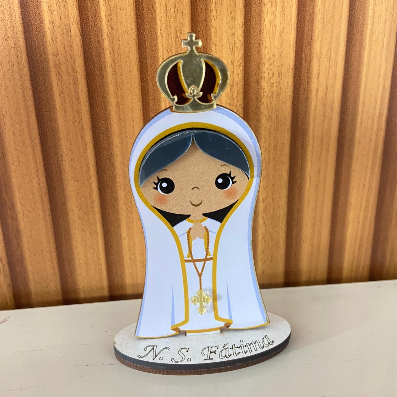 IMAGEM MDF INFANTIL COM ACRÍLICO NOSSA SENHORA DE FÁTIMA 12CM (1 UNIDADE)