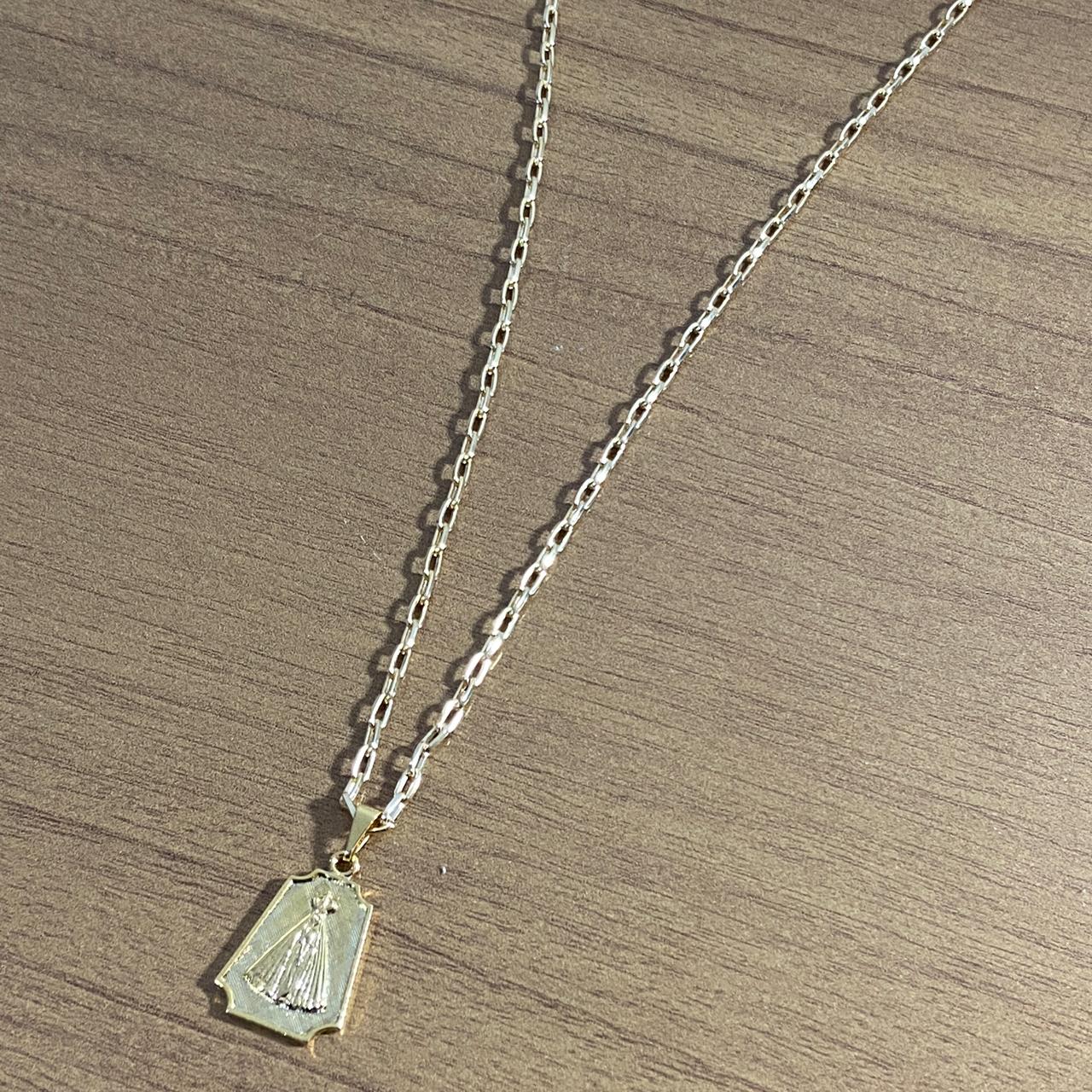 CORRENTE DOURADA NOSSA SENHORA APARECIDA MOD3 ( 1 UNIDADE)