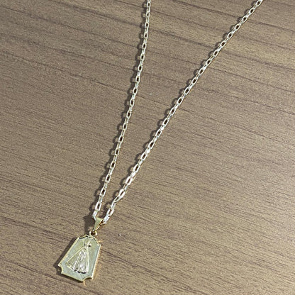 CORRENTE DOURADA NOSSA SENHORA APARECIDA MOD3 ( 1 UNIDADE)