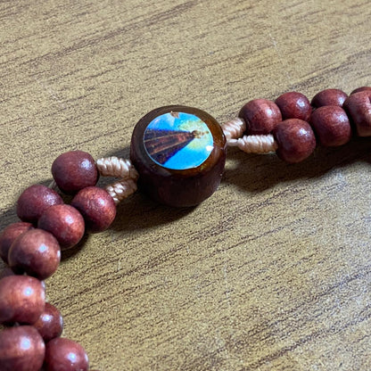 TERÇO PULSEIRA MADEIRA NOSSA SENHORA APARECIDA (12 UNIDADES)