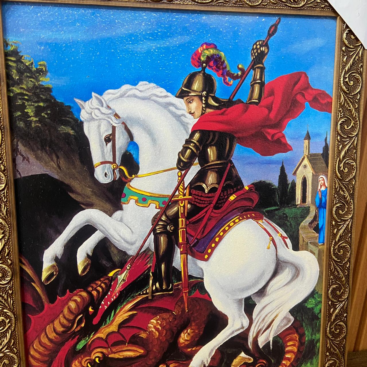 QUADRO COM MOLDURA RESINADO SÃO JORGE 45CMX35CM (1 UNIDADE)
