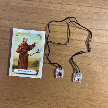 ESCAPULÁRIO CORDINHA NOSSA SENHORA DO CARMO E SÃO FRANCISCO  (12 UNIDADES)