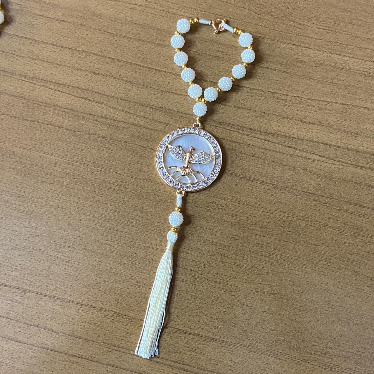 DEZENA PARA CARRO DIVINO ESPÍRITO SANTO AMORA BRANCA MOD2 10MM (3 UNIDADES)