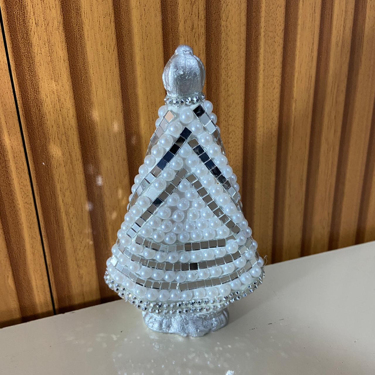 IMAGEM DE GESSO NOSSA SENHORA APARECIDA BRANCA COM MANTO ESPELHADO 14CM (1 UNIDADE)