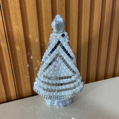 IMAGEM DE GESSO NOSSA SENHORA APARECIDA BRANCA COM MANTO ESPELHADO 14CM (1 UNIDADE)