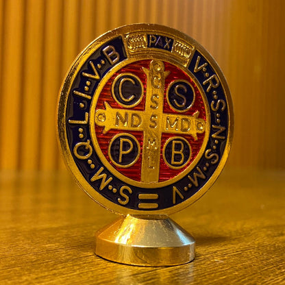 MEDALHÃO SÃO BENTO PARA CARRO DOURADO MOD2 (6 UNIDADES)