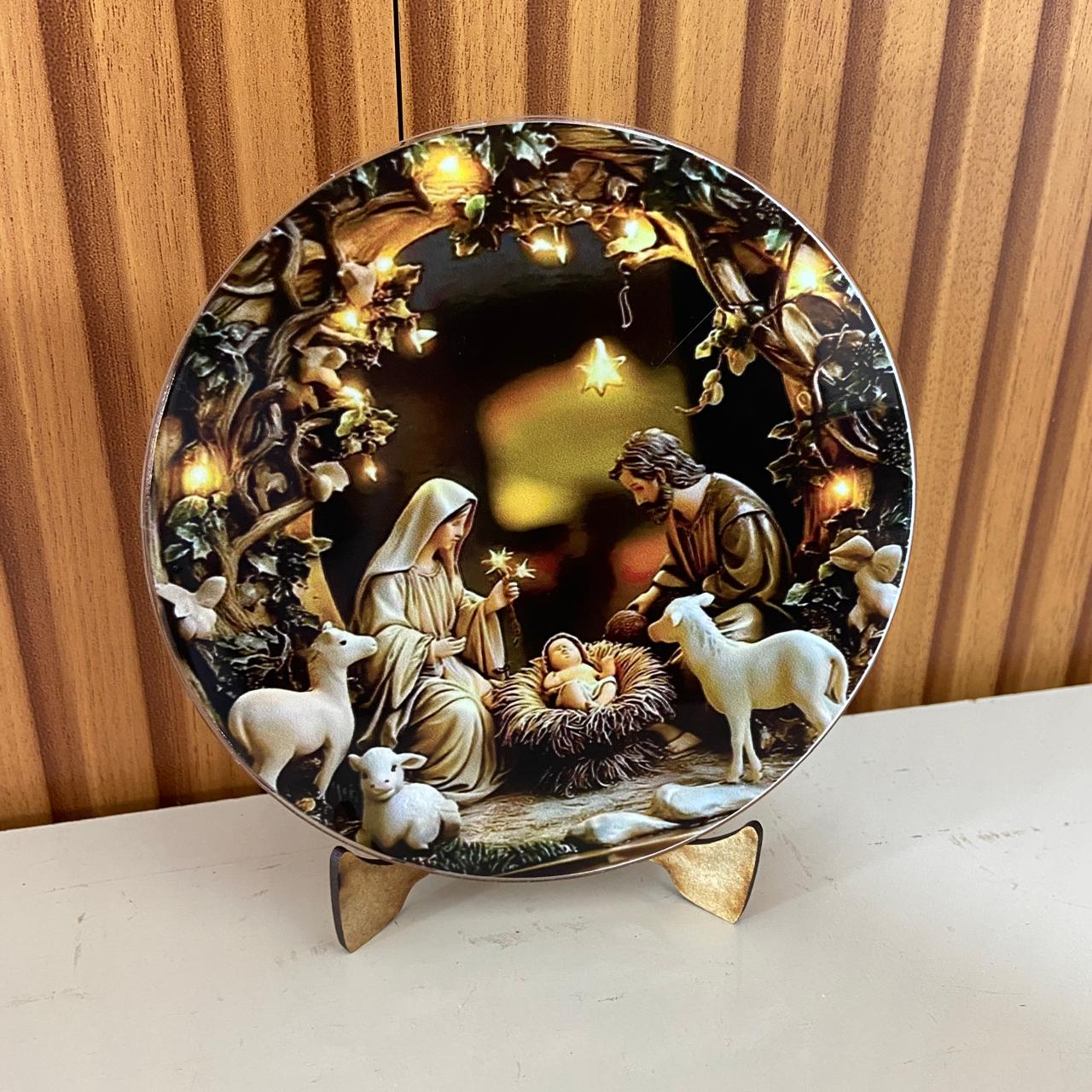 ADORNO DE MESA ACRÍLICO RESINADO PRESÉPIO MOD4 15CM (1 UNIDADE)