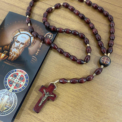 TERÇO DE MADEIRA SÃO BENTO 8MM (3 UNIDADES)