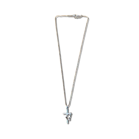 COLAR PRATEADO CRUZ COM DIVINO ESPÍRITO SANTO  (1 UNIDADE)