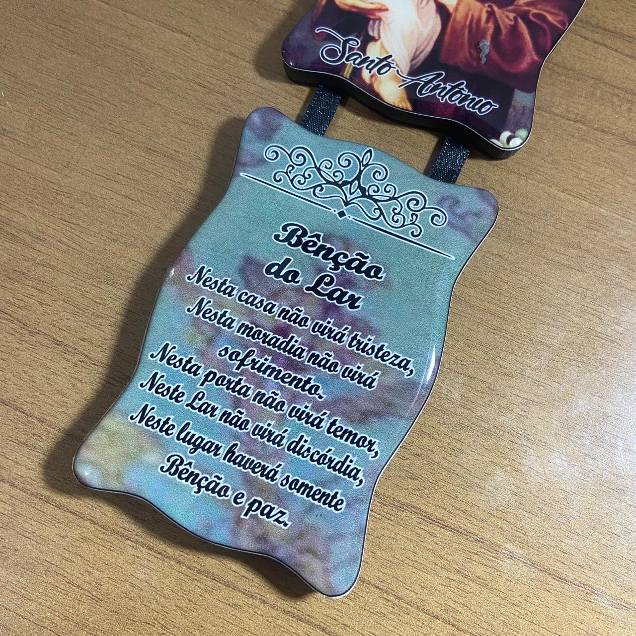 ADORNO DUPLO QUADRADO FITA SANTO ANTÔNIO (1 UNIDADE)