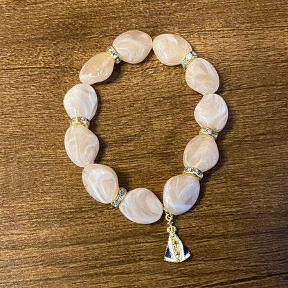 PULSEIRA PEDRARIAS COM PINGENTE NOSSA SENHORA APARECIDA MOD - 01 (03 UNIDADES)