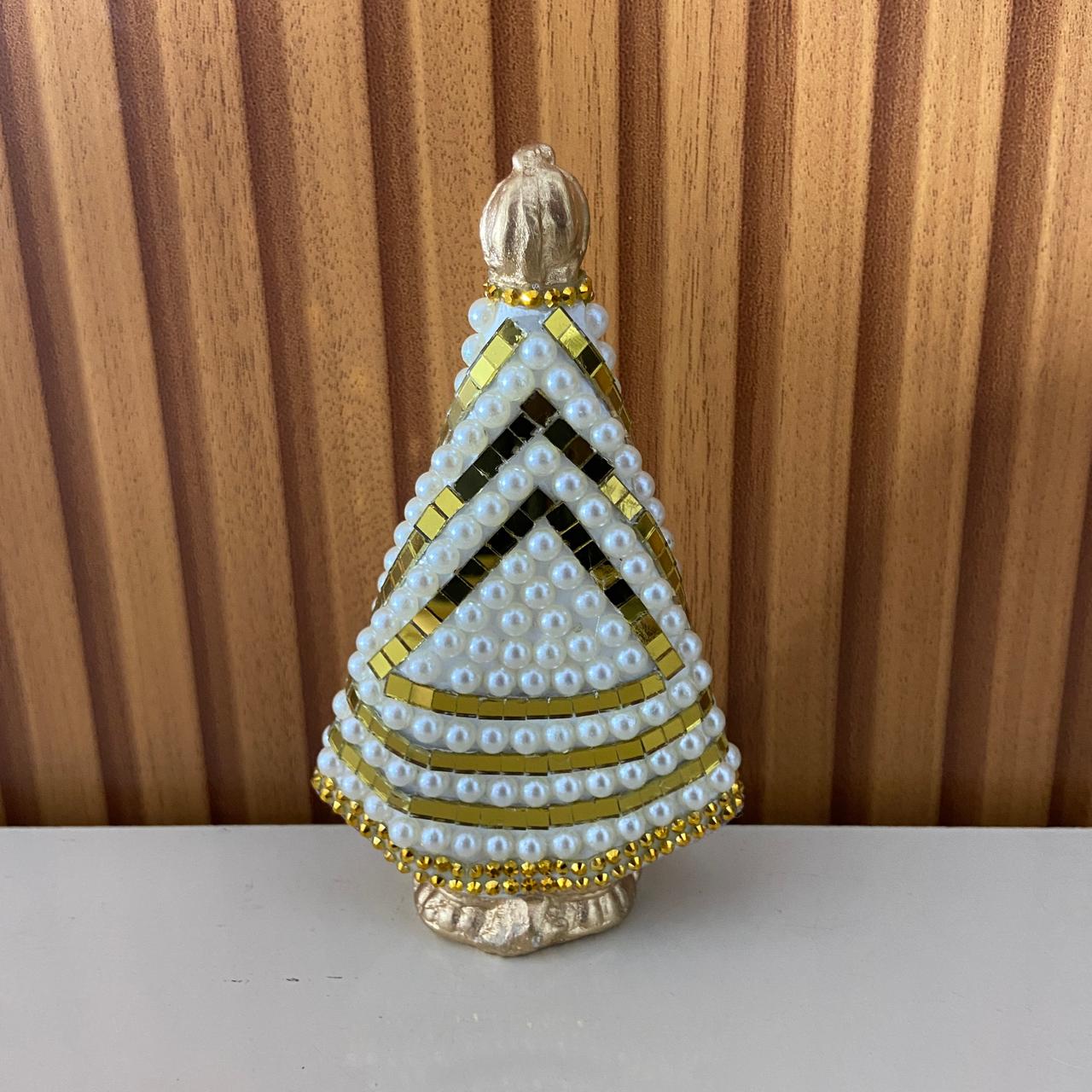 IMAGEM DE GESSO NOSSA SENHORA APARECIDA DOURADA COM MANTO ESPELHADO 14CM (1 UNIDADE)