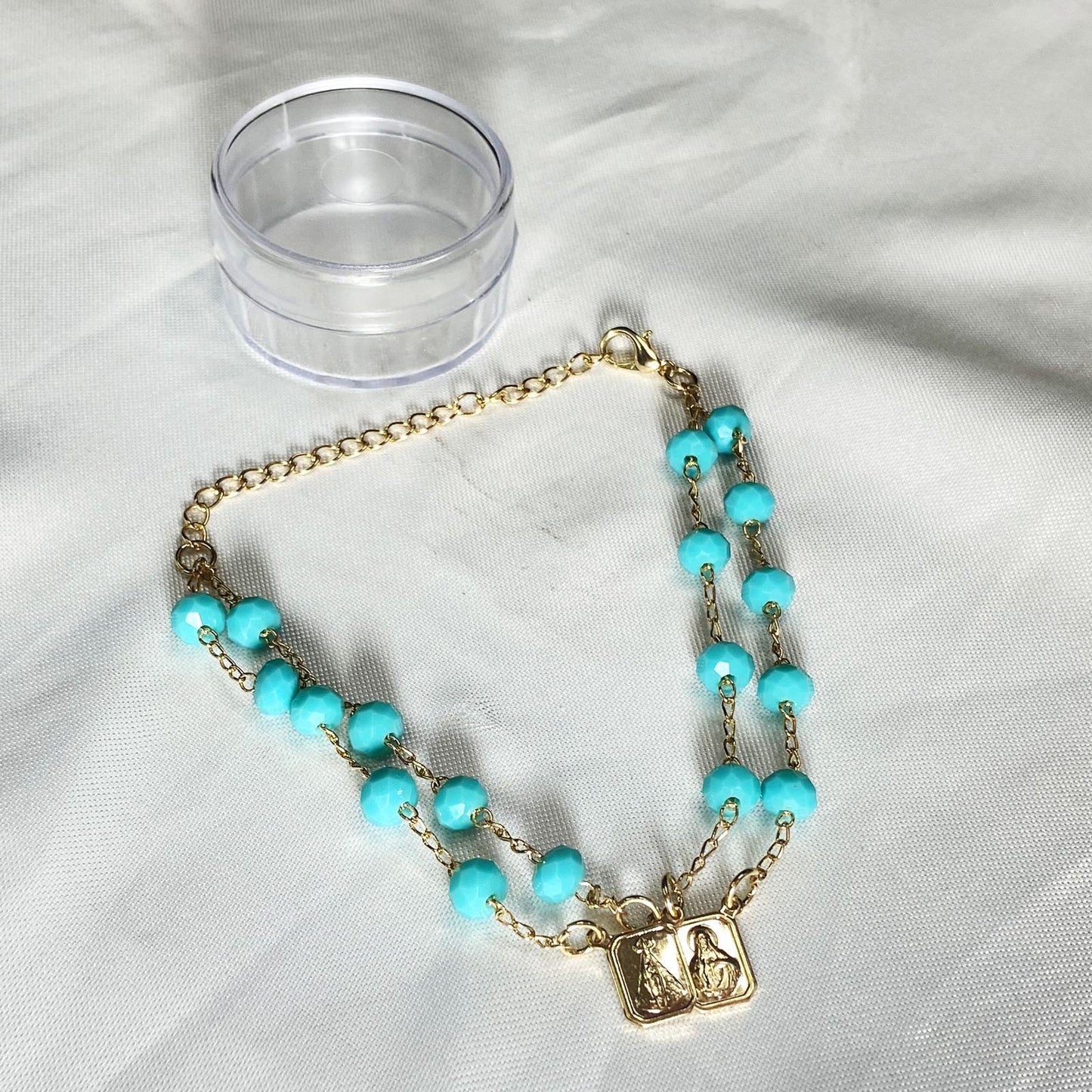 PULSEIRA ESCAPULARIO CRISTAL AZUL (3 UNIDADES)