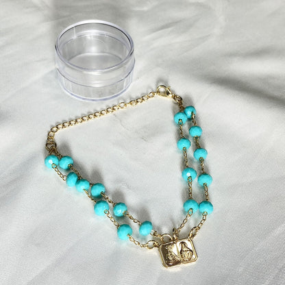 PULSEIRA ESCAPULARIO CRISTAL AZUL (3 UNIDADES)
