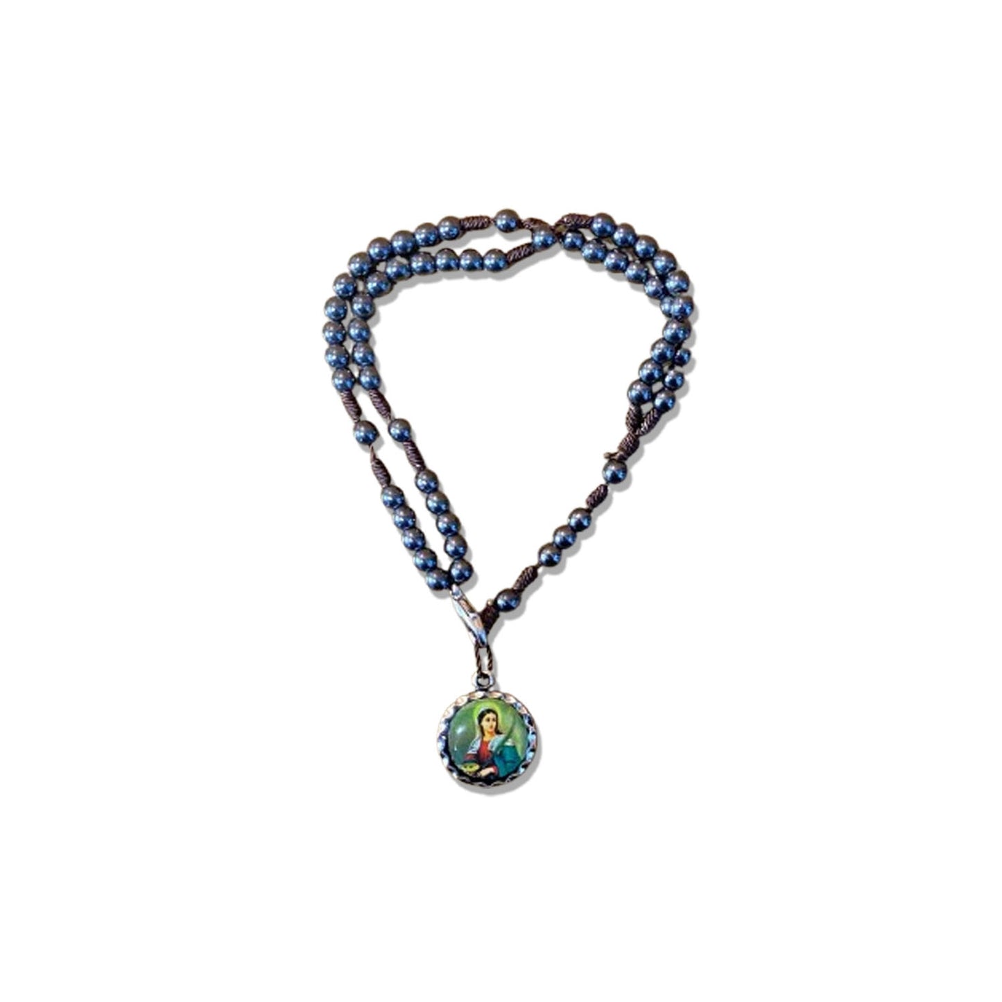 TERÇO PULSEIRA HEMATITA SANTA LUZIA 4MM (6 UNIDADES)