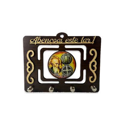 PORTA CHAVE VAZADO RESINADO SÃO BENTO 14CM (1 UNIDADE)