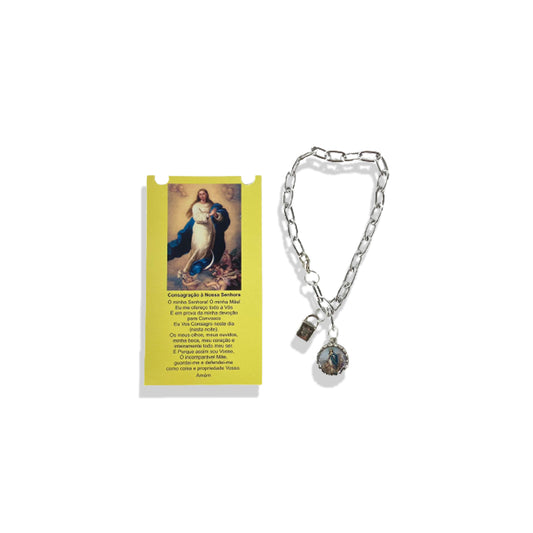 PULSEIRA CADEADO IMACULADA CONCEIÇÃO NA CARTELA (3 UNIDADES)