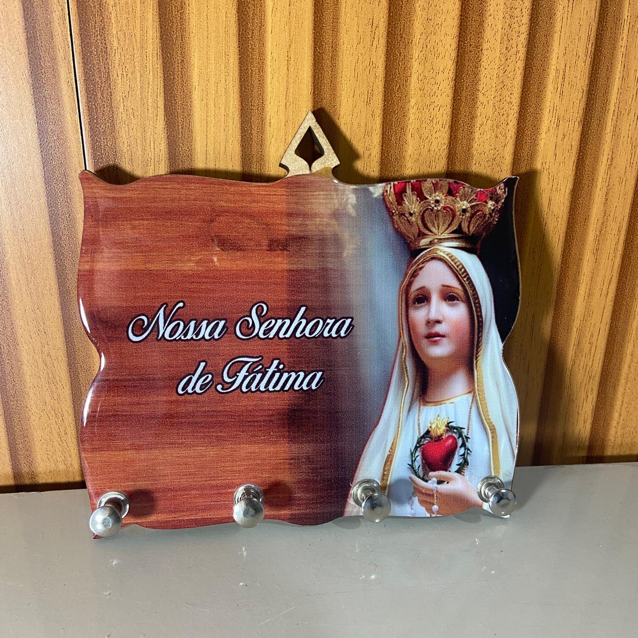 PORTA CHAVE RESINADO NOSSA SENHORA DE FÁTIMA 14CM (1 UNIDADE)