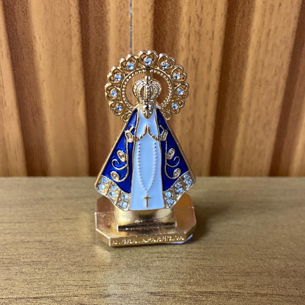 IMAGEM NOSSA SENHORA APARECIDA AUREOLA COM STRASS PARA CARRO MOD2 06CM  (12 UNIDADES)
