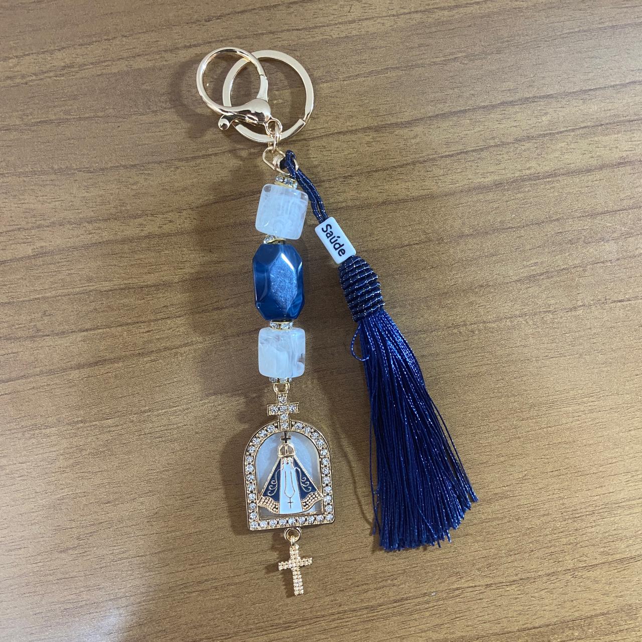 CHAVEIRO DE PEDRARIAS NOSSA SENHORA APARECIDA COM STRASS (1 UNIDADE)