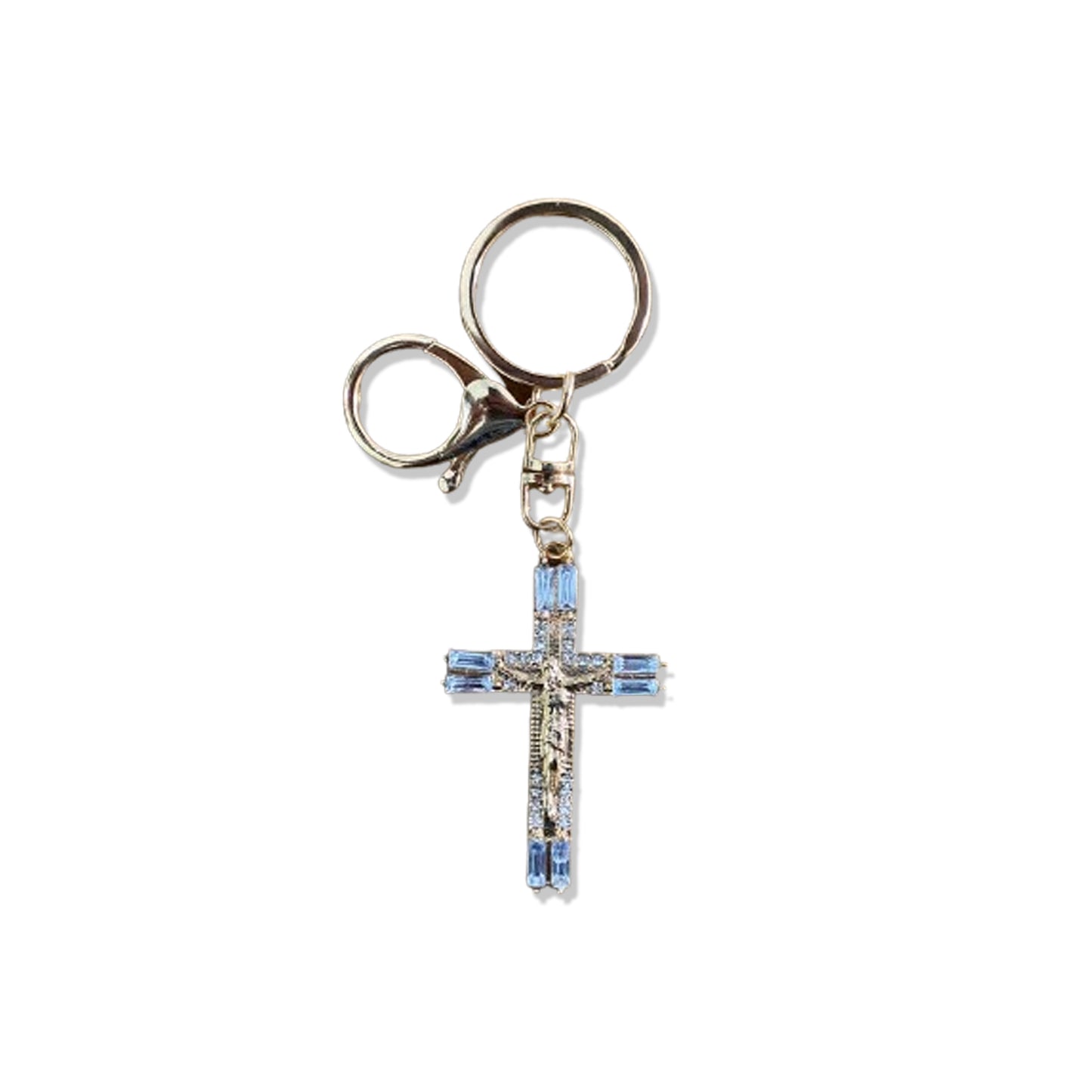 CHAVEIRO LUXO CRUCIFIXO COM PEDRARIA E STRASS (6 UNIDADES)