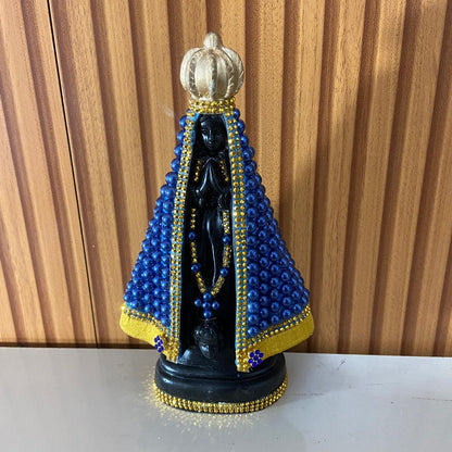 IMAGEM DE GESSO NOSSA SENHORA APARECIDA PÉROLA AZUL 23CM (1 UNIDADE)