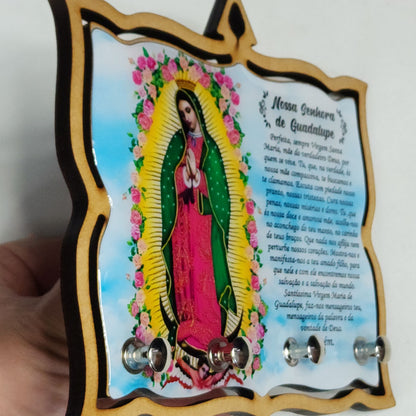 PORTA CHAVE RESINADO NOSSA SENHORA DE GUADALUPE 14CM (1 UNIDADE)