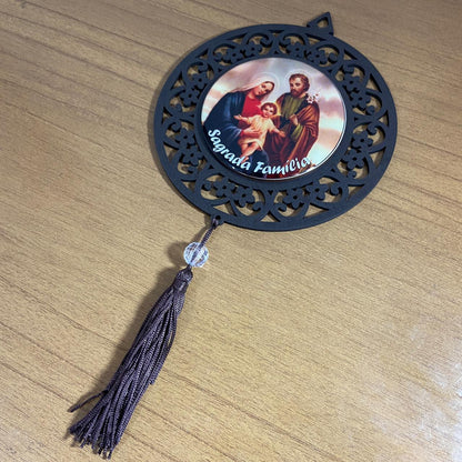 MANDALA MDF TABACO SAGRADA FAMÍLIA 26CM (1 UNIDADE)