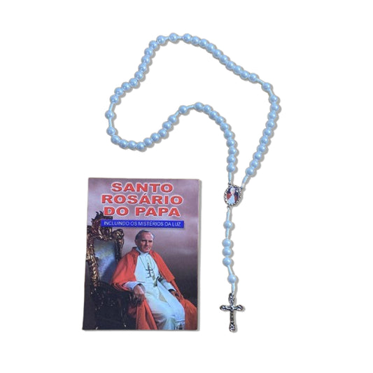 TERÇO PÉROLA PAPA JOÃO PAULO II 8MM (1 UNIDADE)