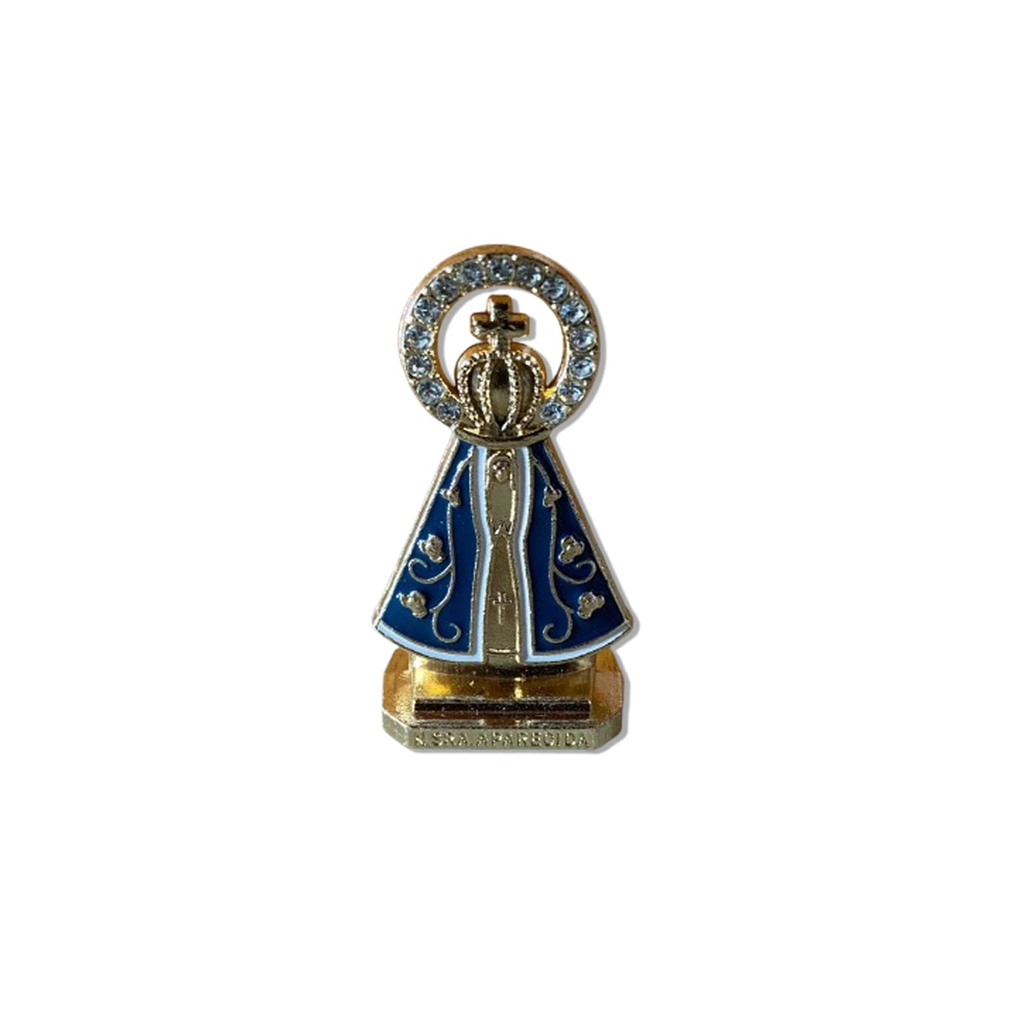 IMAGEM NOSSA SENHORA APARECIDA AUREOLA COM STRASS PARA CARRO MOD3 06CM  (12 UNIDADES)