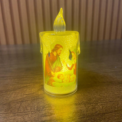VELA ELETRÔNICA TRANSPARENTE SAGRADA FAMÍLIA 08CM ( 3 UNIDADES)