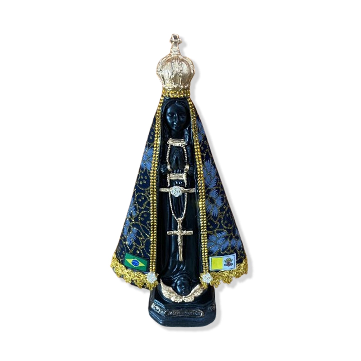 IMAGEM DE GESSO NOSSA SENHORA APARECIDA COM MANTO E STRASS 33CM  (1 UNIDADE)