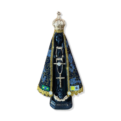 IMAGEM DE GESSO NOSSA SENHORA APARECIDA COM MANTO E STRASS 33CM  (1 UNIDADE)