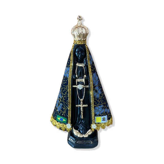 IMAGEM DE GESSO NOSSA SENHORA APARECIDA COM MANTO E STRASS 33CM  (1 UNIDADE)